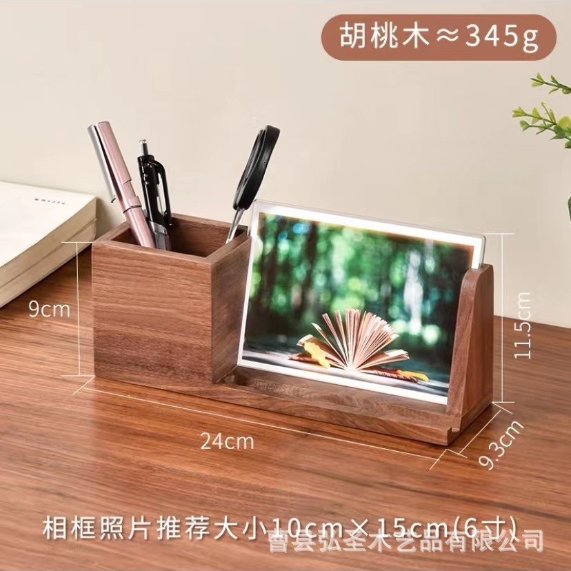 Sostenedor de la pluma de madera caja de almacenamiento foto traje de escritorio de madera papelería caja de almacenamiento Escritorio de oficina creativo pluma cubo Decoración