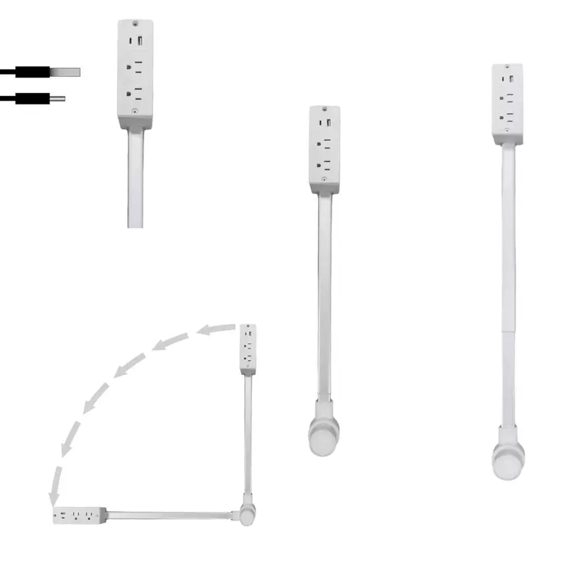 Удлинитель розетки с USB-A USB-C портом и 2 штекерами переменного тока, удлинитель до 27.56 дюймов