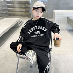 男童春秋款運動套裝2024新款春季中大童裝寬鬆休閒衛衣兩件套春裝