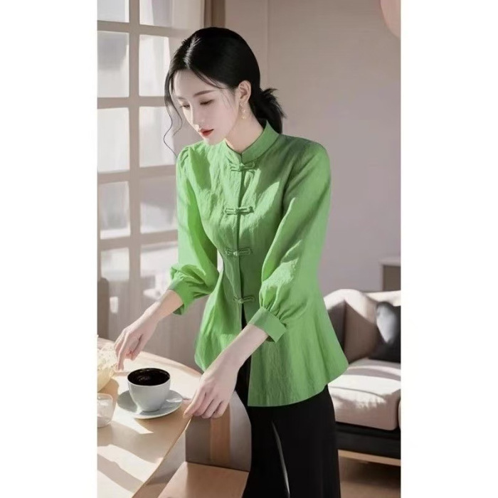 新しい中国風トップス 2025 春と夏の新しいシャツ女性の半袖ルーズ多用途カジュアルママトップストレンディ|undefined