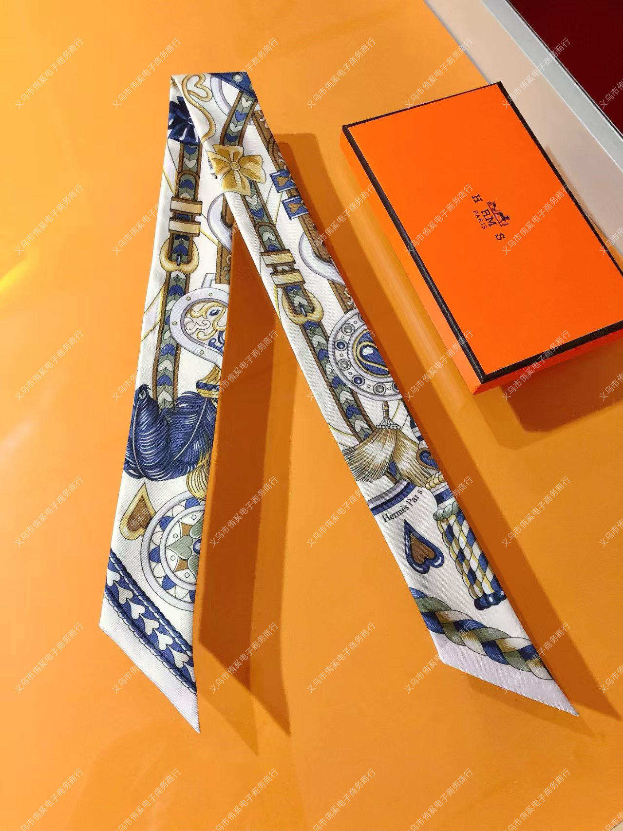H brand feather belt--white / 8*120CM