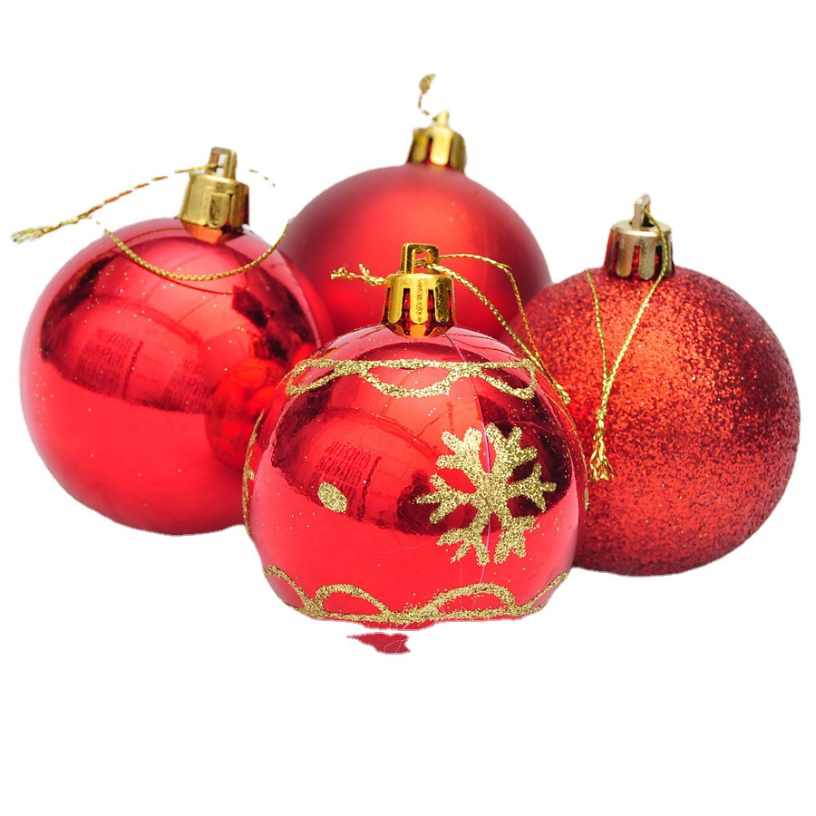 6cm pintado BOLA DE Navidad 4 Pack decoración del árbol de Navidad oro rosa brillante pintado BOLA DE Navidad de plástico mezclado