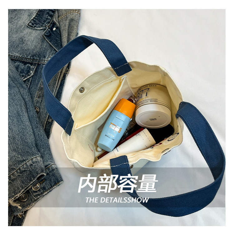 ins mini canvas bag, cute peach tote bag, Korean girl snack bento small bag canvas bag wholesale undefined