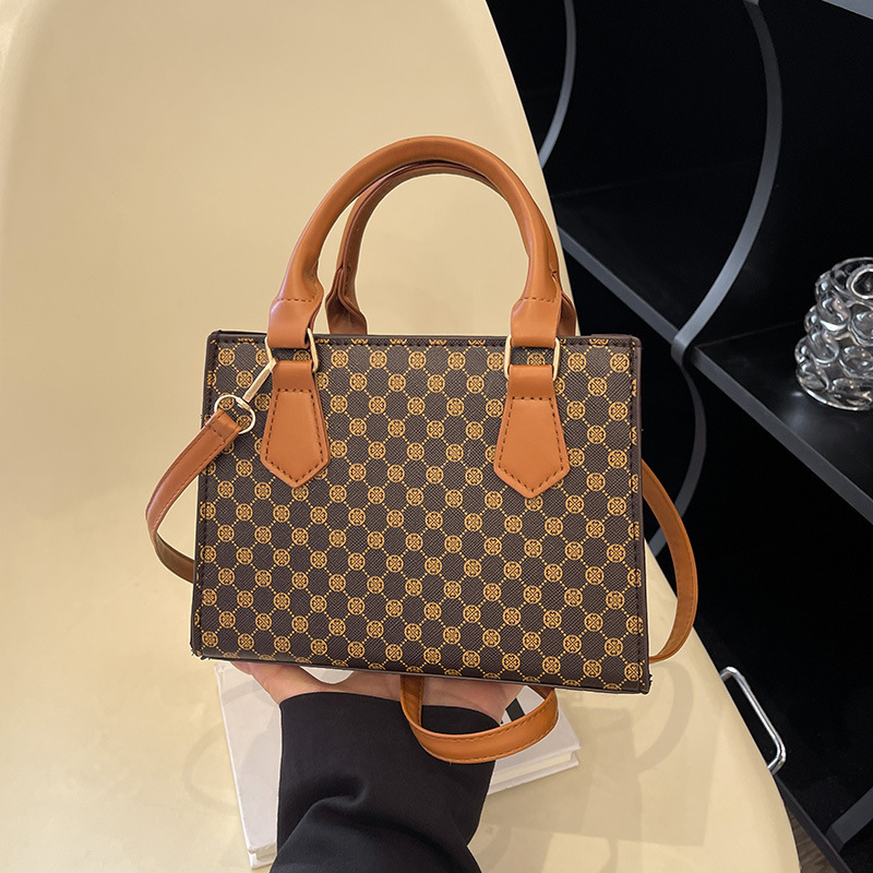 Bolso tote con estampado retro de PU para uso diario
