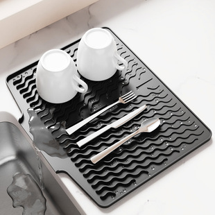 Amazon's New Kitchen Countertop Silicone Drain Pad Non-Slip Insulation Pad Sink Pad Slope Diversion Drying Water Filter