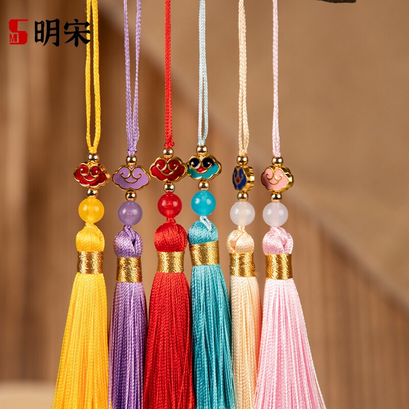 5cm Short Chubby Cloud Tassel Hand-Woven Ancient Style Hanging Tassel Bag Red Hanfu New Chinese Style Fan Pendant Decoration 5cm Short Chubby Cloud Tassel Hand-Woven Ancient Style Hanging Tassel Bag Red Hanfu New Chinese Style Fan Pendant Decoration