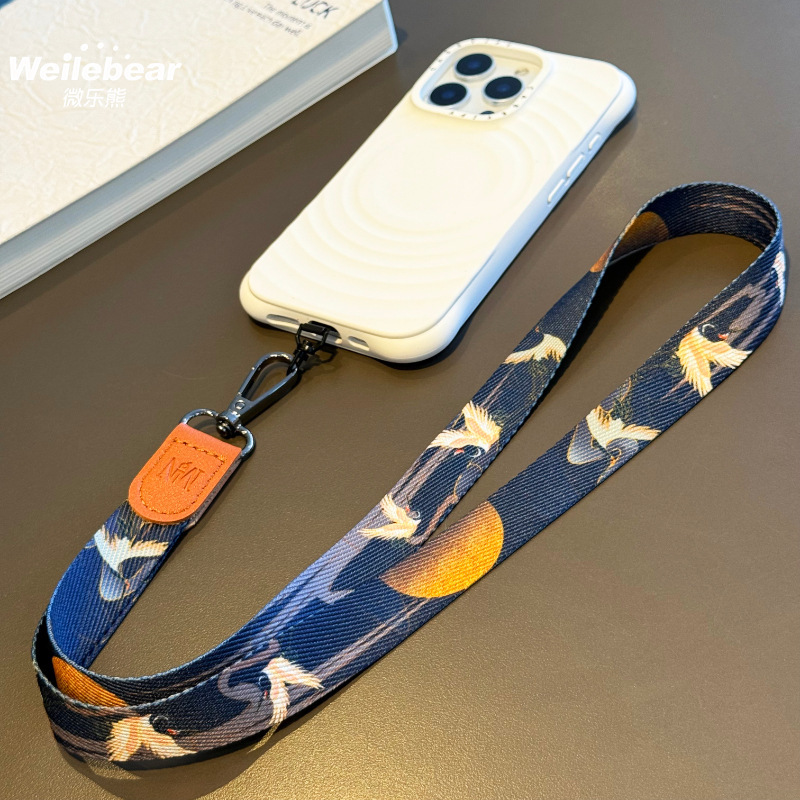 ハイエンドのオリジナルプリント携帯電話ストラップ、首を締め付けない幅広の布製IDストラップ、屋外用ポータブル紛失防止リストストラップ|undefined