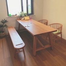 北欧实木餐桌椅日式长方形原木色风格长桌子全实木白蜡木现代简约