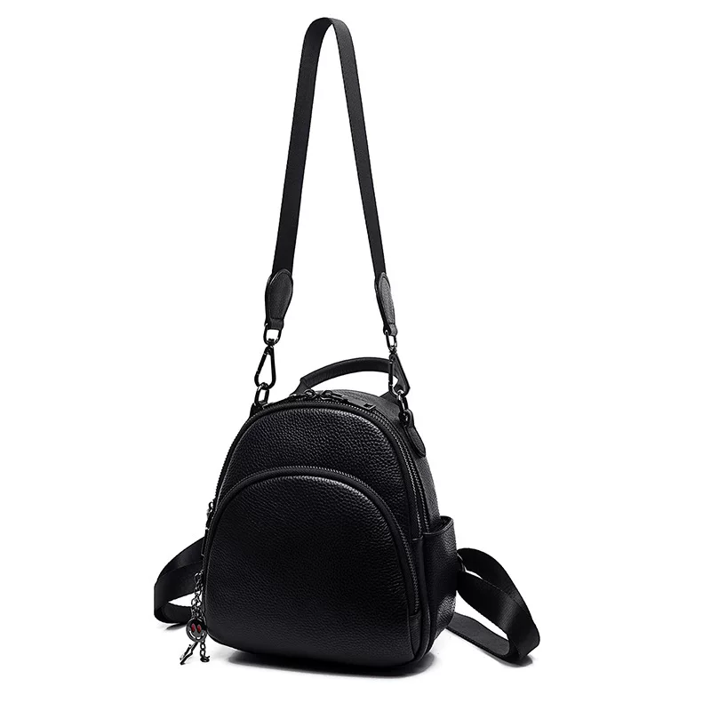 Leather small sophisticated handheld backpack, cowhide, genuine leather