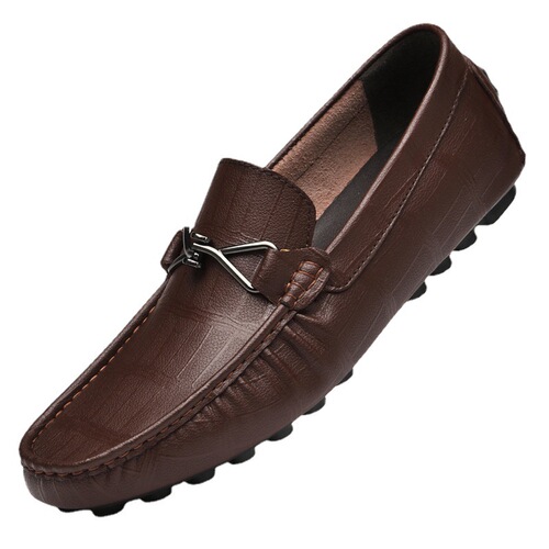 Summer New Leather Shoes, Calfskin Dabao Shoes with 6CM Height, Casual Soft Sole One-Piece Stylish Korean Version Men's Shoes
