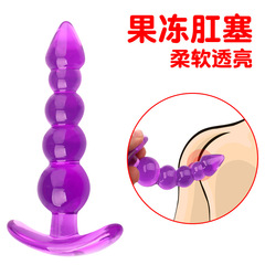 Five-bead Anal Plug, Five-Row Bead Perineal Plug, Jelly Crystal Anal Plug, TPE Material Anal Dilator