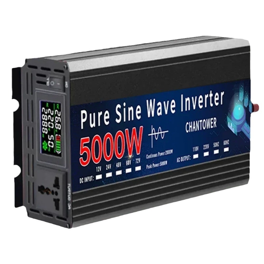 Inversor de Onda Sinusoidal Pura de 4000W/5000W para Automóvil, 12v/24v a 110v/220v, Venta Caliente Transfronteriza de Fábrica