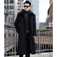 专柜男士羊毛大衣商务休闲中年爸爸水貂毛领外套保暖羽绒毛呢风衣