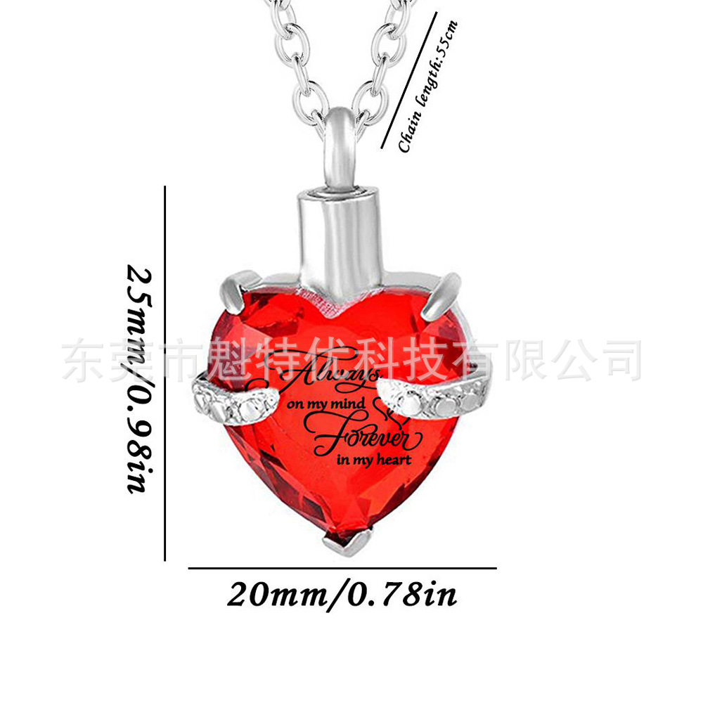 Joyería conmemorativa de cenizas de hueso fijo collar de vidrio tallado mascota ataúd cinerario cumpleaños amor colgante piedra collar de acero inoxidable