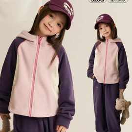 女童2025冬季奥利绒套装冬季新款儿童韩版加厚两件套童撞色套装