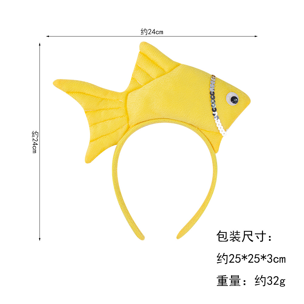 Wansheng rendimiento de la etapa tocado suministros de juego de Navidad peces animales diadema Vida Marina Goldfish diadema