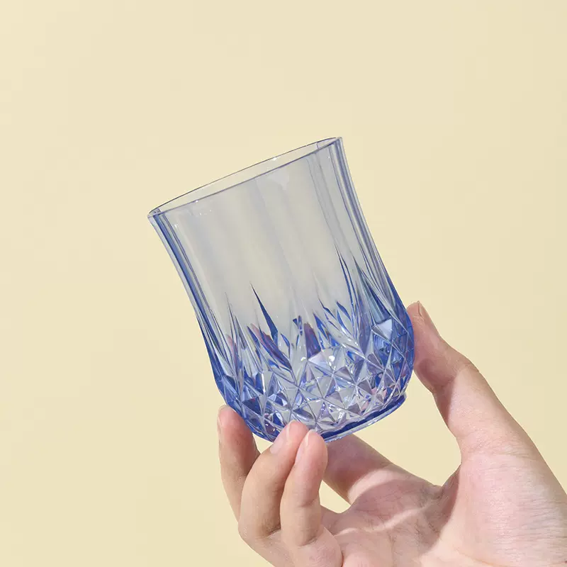厂家批发跨境热销一次性塑料钻石纹红酒葡萄酒杯果汁杯鸡尾酒杯