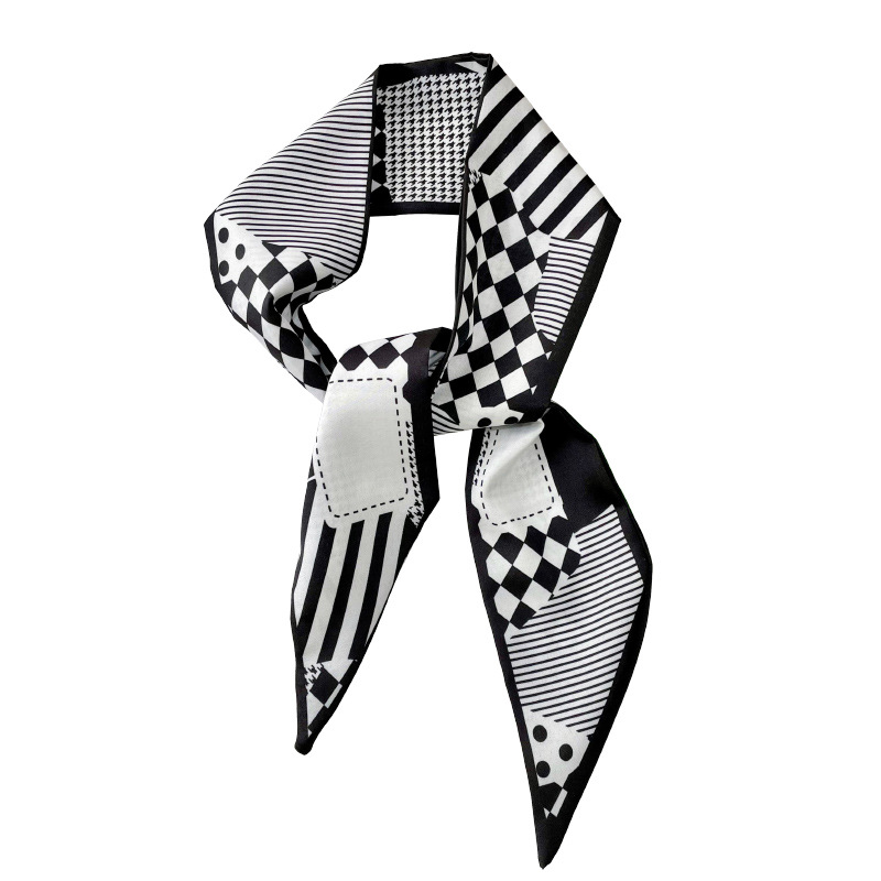 Delgada estrecha larga pequeña bufanda para las mujeres de primavera y verano nueva cinta banda de pelo corbata de pelo bolsa decoración profesional larga pequeña bufanda