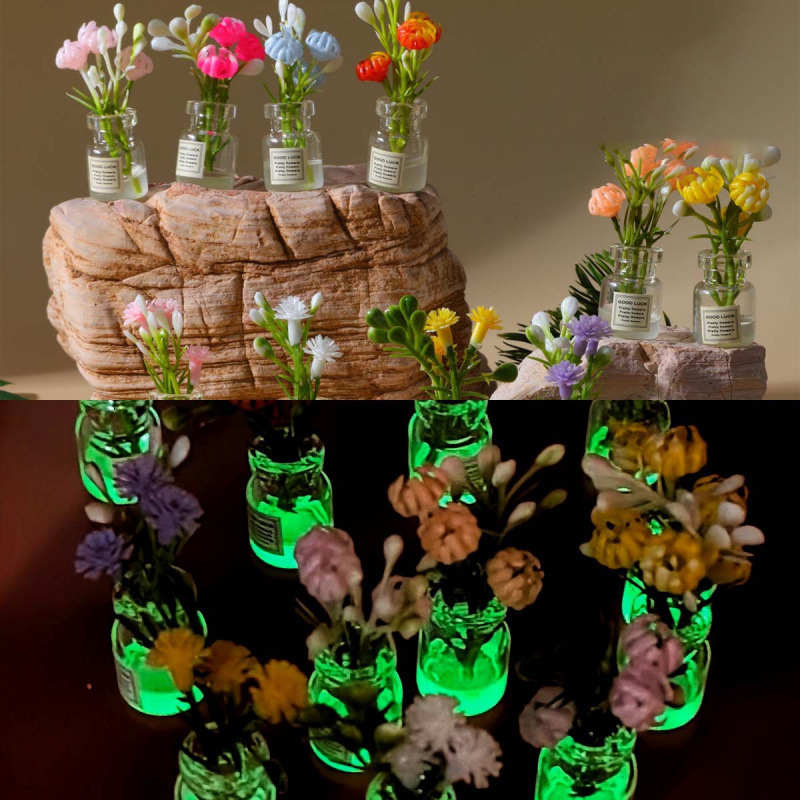 Micro luminous glass flower bottle small ornaments diy small fresh car decorations homemade pendant wholesale Micro luminous glass flower bottle small ornaments diy small fresh car decorations homemade pendant wholesale