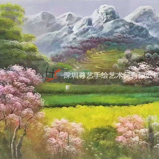 大芬油画批发手绘画纯手绘画画酒店配画KTV家居挂画风景画聚宝盆