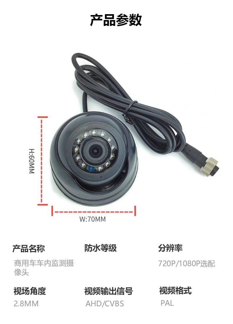 12-LED AHD HD In-Car Blind Spot Monitoring Camera for Buses, Trucks, and Cars
