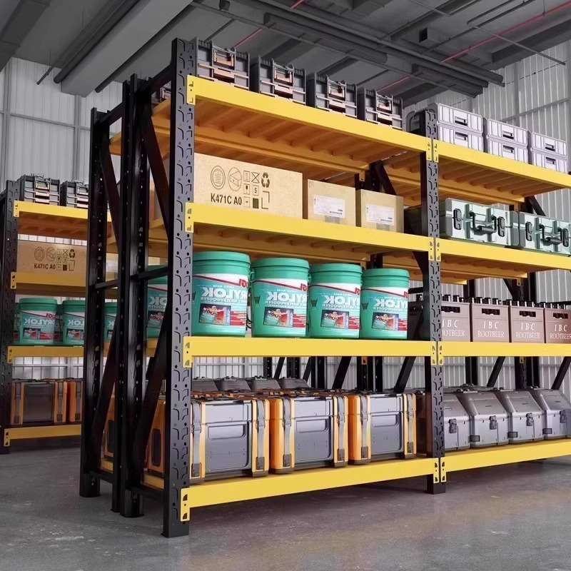 Estante de almacenamiento de almacenamiento de peso medio estante de almacenamiento de piso multicapa estante de exhibición estante de hierro de entrega expreso de almacenamiento de stock