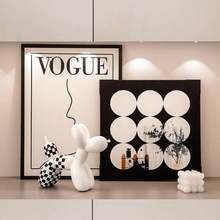 ins北欧卧室玄关摆件抽象装饰画柜入户桌摆摆画美女客厅画九宫格