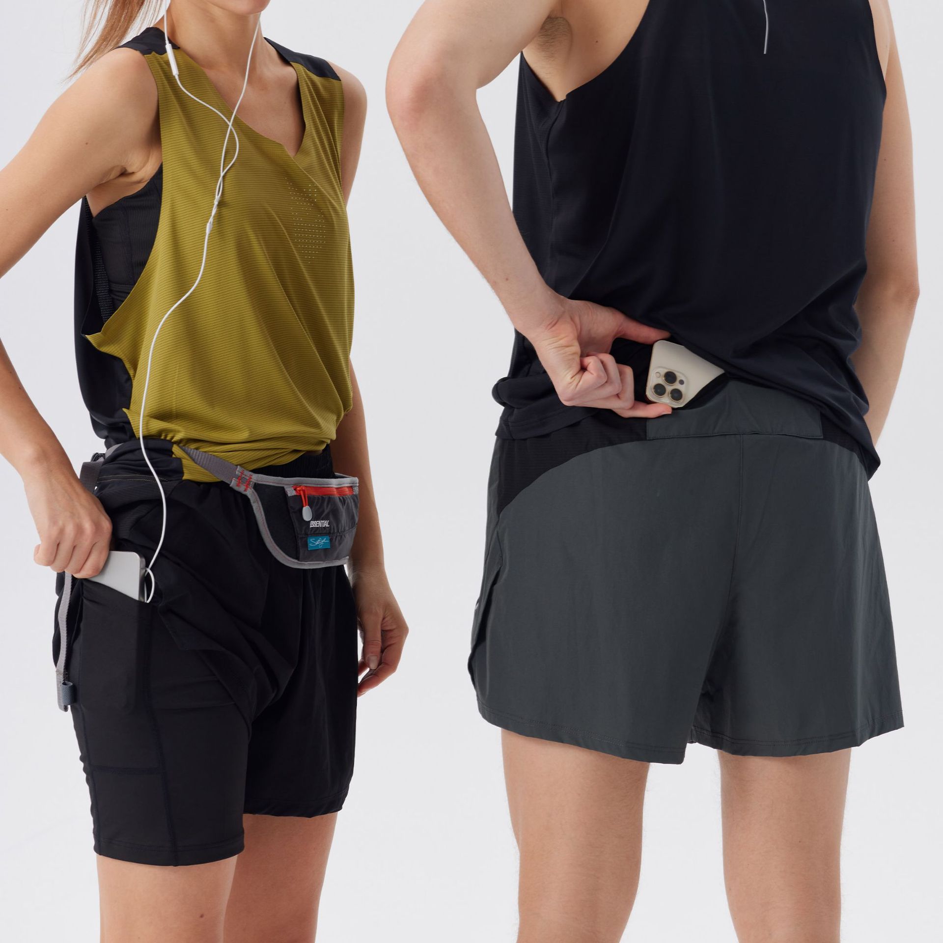 Pantalones cortos de correr para hombres de maratón rápido y seco pista y campo de tres puntos para revestimiento de pantalones de doble capa deportivo fitness puede poner el teléfono móvil
