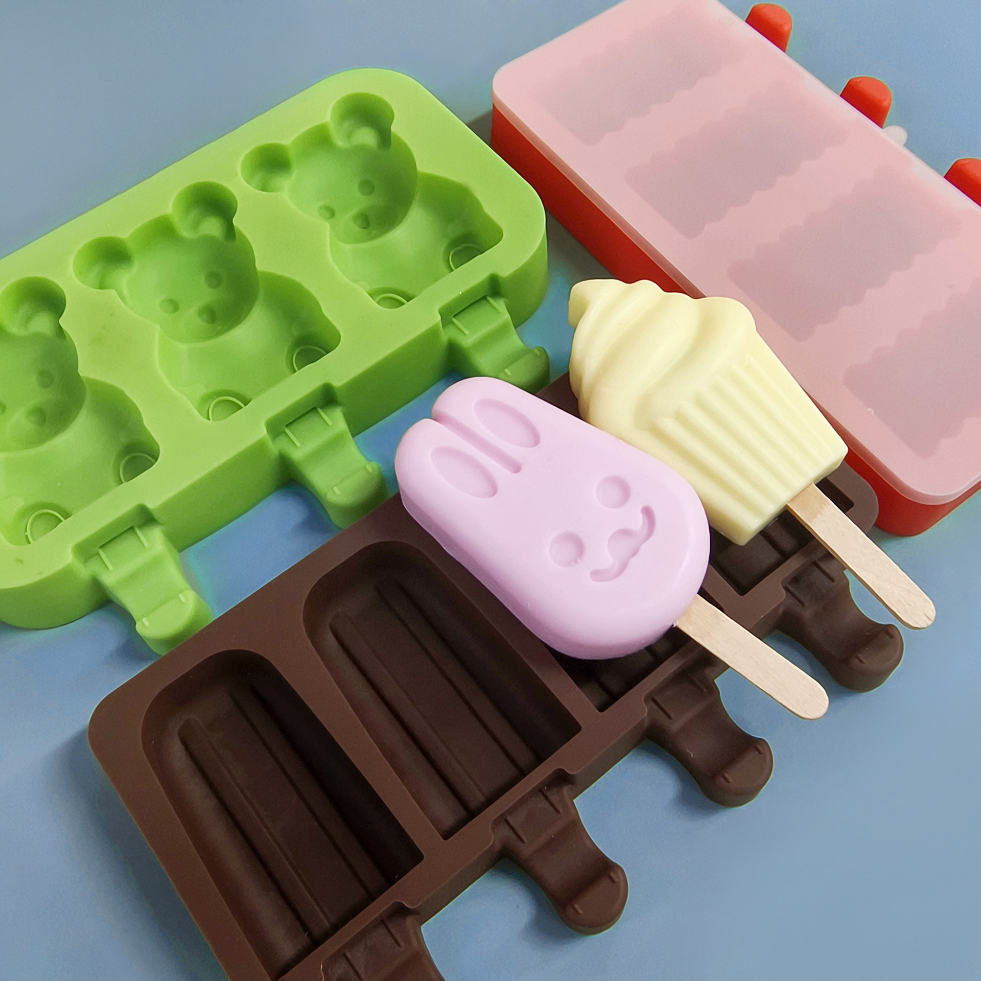 Molde de helado casero helado pudín elíptico helado viejo helado molde de helado con palo y cubierta en stock