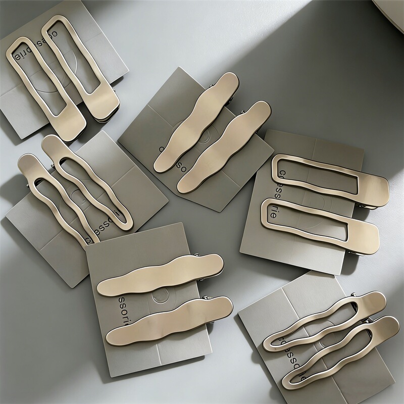 Minimalist Style Metallic Silver Wave Line Hair Clip, Geometric Rectangular Water Drop Duckbill Clip, New Bangs Clip Minimalist Style Metallic Silver Wave Line Hair Clip, Geometric Rectangular Water Drop Duckbill Clip, New Bangs Clip