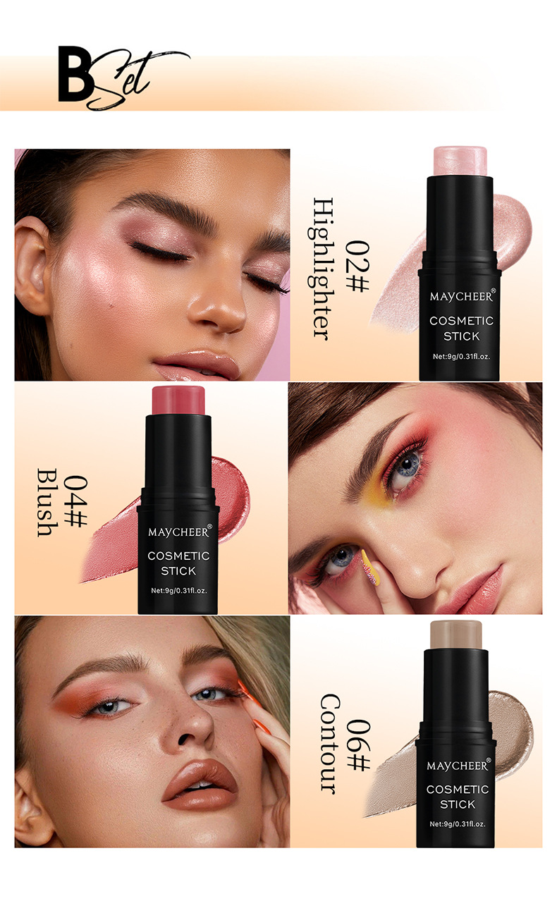 Cross-border trade MAYCHEER Contouring Sticks Three-piece set, facial three-dimensional highlights, shadow blush, and shadow brightening undefined