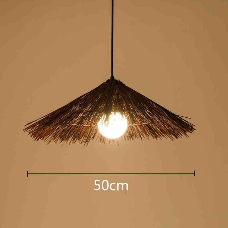 Lámpara de ratán ronda Nido Pájaro Casa sombrero paja bambú tejido lámpara creativa pastoral japonés retro balcón restaurante lámparas