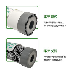 10寸平口後置UDF椰殼顆粒活性炭濾芯CTO燒結碳棒壓縮炭淨水器濾芯