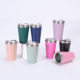 Amazon 304 stainless steel car cup portable vacuum cold beer cup with suction pipe spoon mini thermos cup