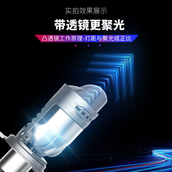 Cross-border exclusive H4 in-line car led headlight headlight dual-light lens high-power car lights modified led lights