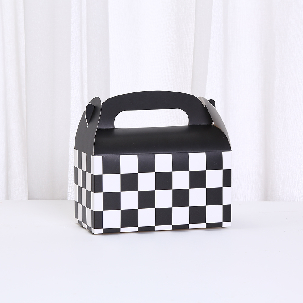 黑白格子印花烘焙打包盒下午茶包装盒批发牛皮纸纸盒厂家批发