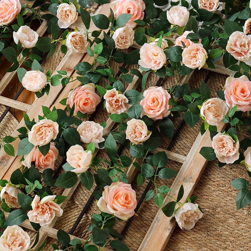 Rose Rattan Air Conditioning Water Pipe Indoor Hanging Flower Shelter Decoration Winding Vine Balcony Wall Flower Wall