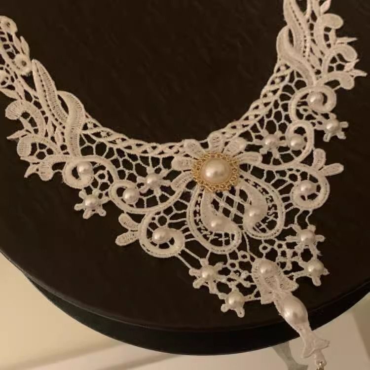 Nuevo estilo transfronterizo europeo y americano exagerado collar de mujer de encaje de estilo gótico negro moda cadena de clavícula oscura