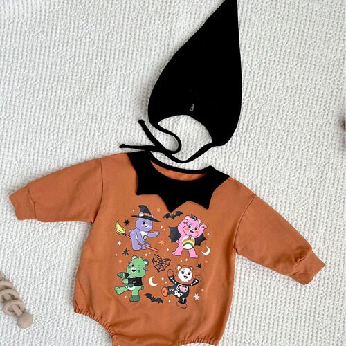ins Korean style baby jumpsuit 24 autumn Halloween small animal print harem baby festival bag fart clothing