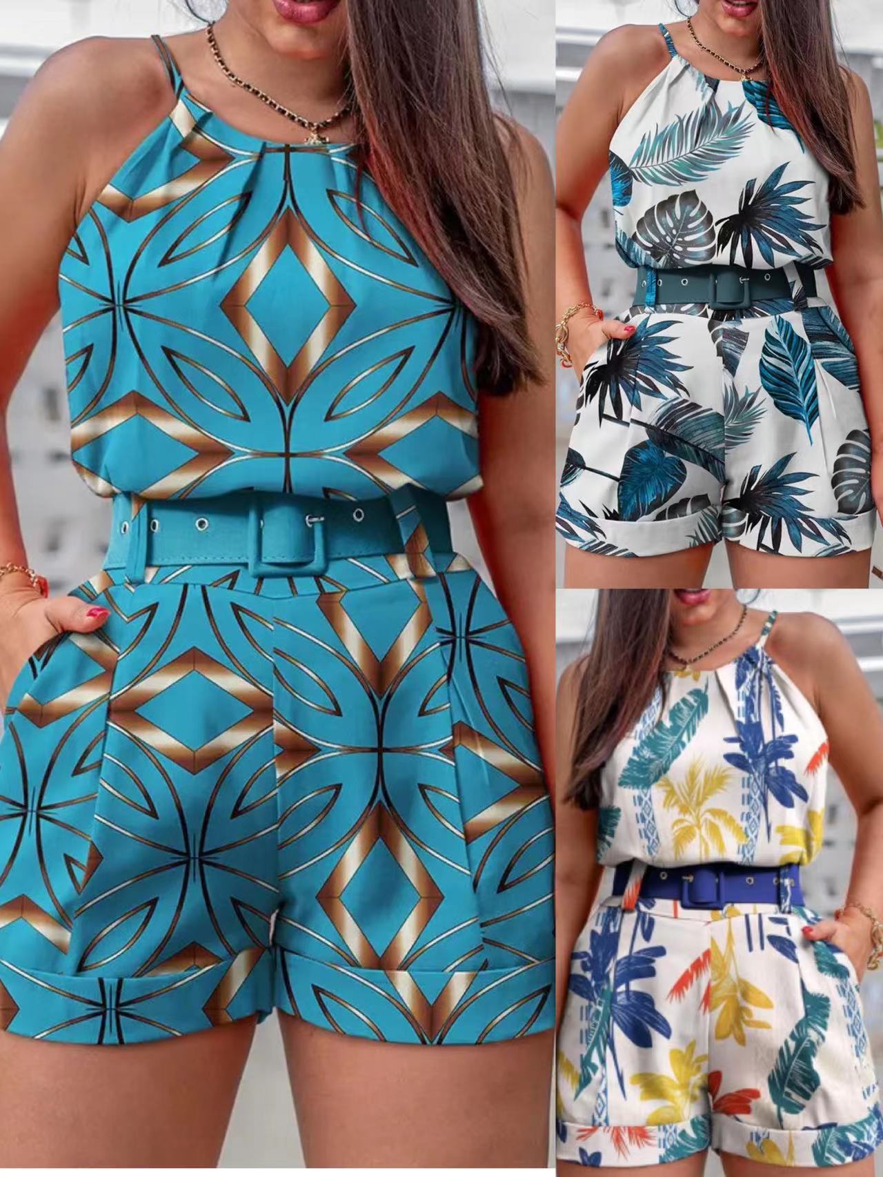 Women's Casual Vacation Leaf Polyester Printing Shorts Sets display picture 1