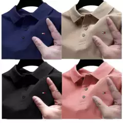 2025 New Cross-Border Amazon and AliExpress European and American Street Style TOMMY Embroidered Polo Shirt