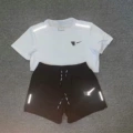 Reflective Hook Short Sleeve+Shorts White Set
