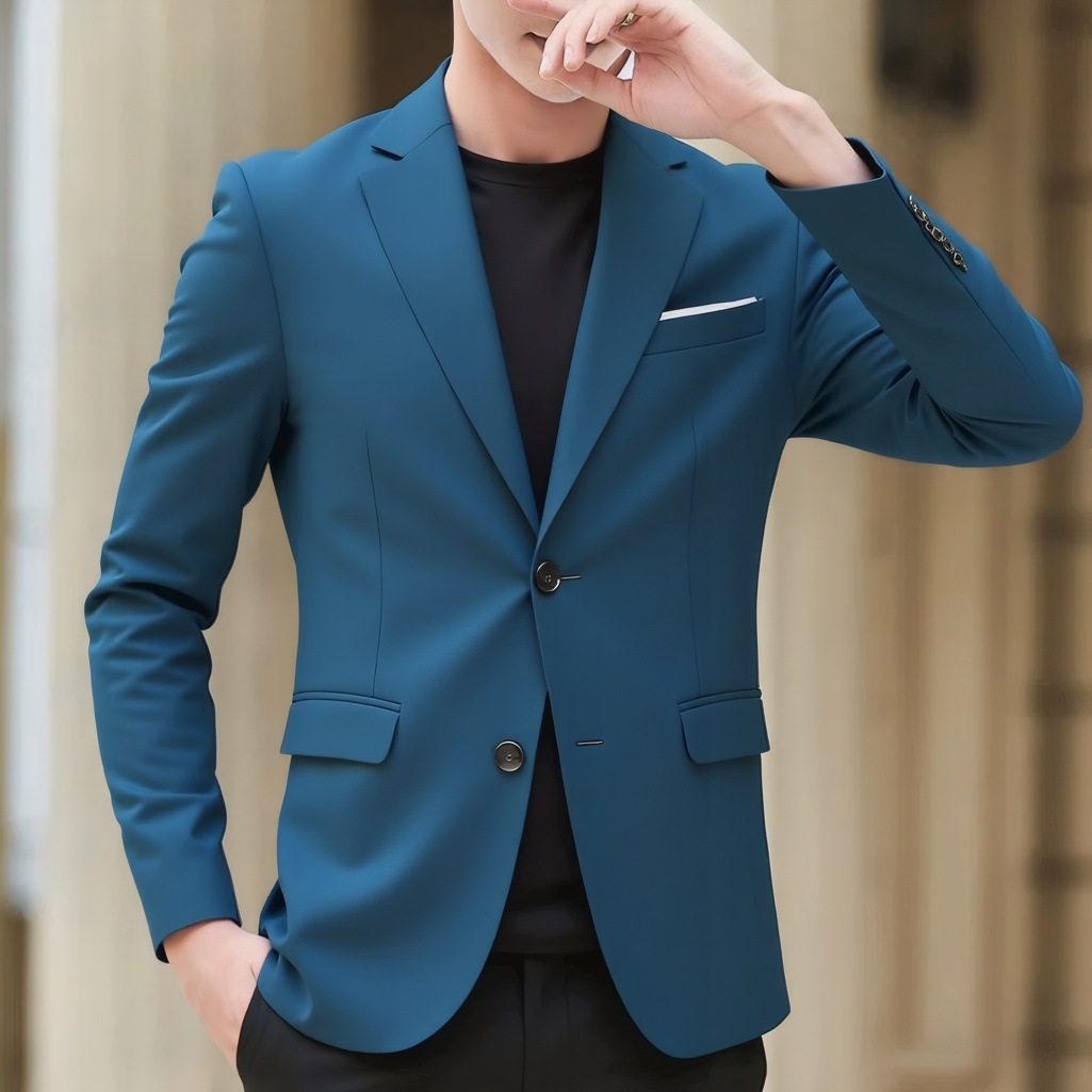 Completo da uomo 2025, giacca slim fit in stile coreano semplice e alla moda, blazer casual da lavoro di alta qualità_voghion.com
