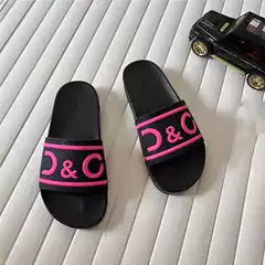 2025 Summer D Designer's New Flat Flat One Word Slippers Men's and Women's Letter Home Beach Sandals Cross border Foreign Trade