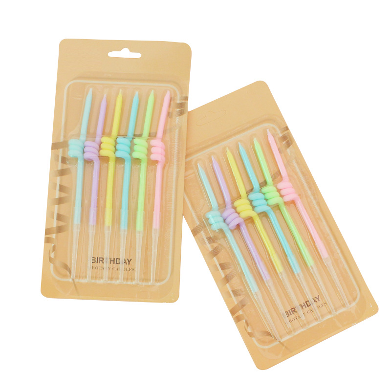 Vela de cumpleaños creativa macaron hilo trenzado 6 piezas al por mayor partido hornear decoración colorido pastel vela