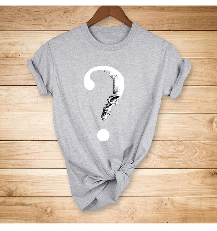 simple fashion question mark printing casual short-sleeved T-shirt NSYIC56474