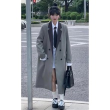 小个子撞色风衣新款韩版宽松气质西装外套商务休闲大衣女