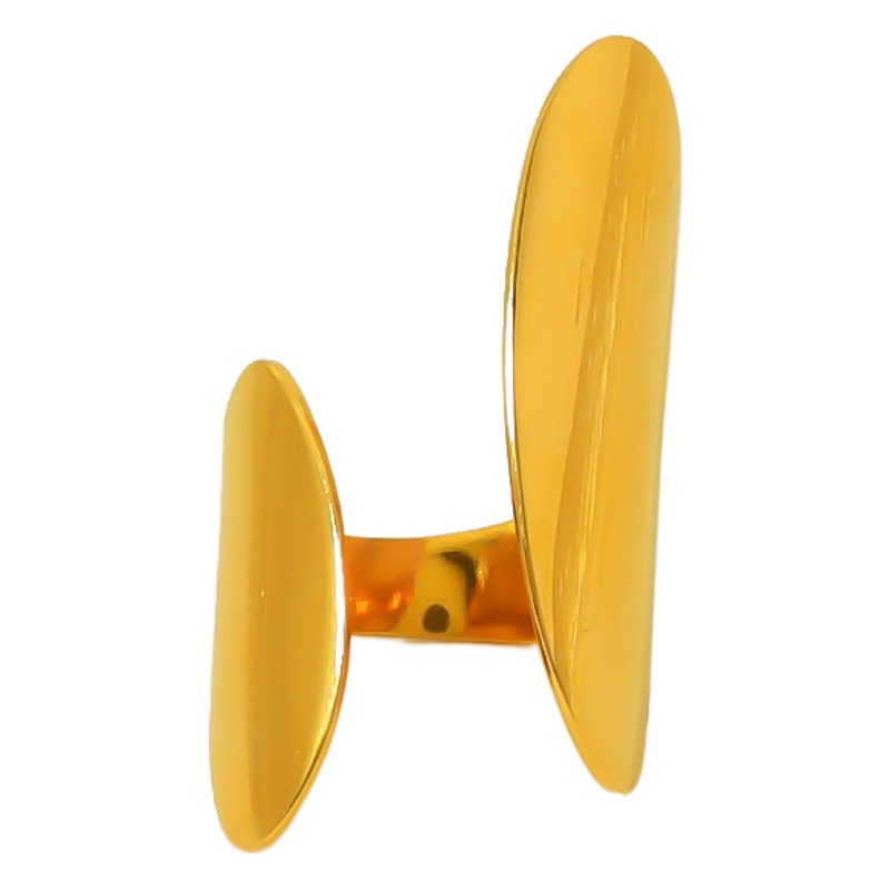 Europeo y americano ins transfronterizo irregular geométrico anillo abierto chapado 14K oro real de acero de titanio no se desvanece anillo de borde ancho hembra