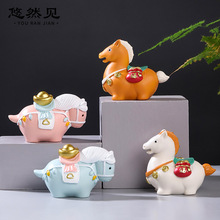 古风国潮唐三彩创意礼物桌面装饰洛阳旅游文创礼品博物馆树脂摆件