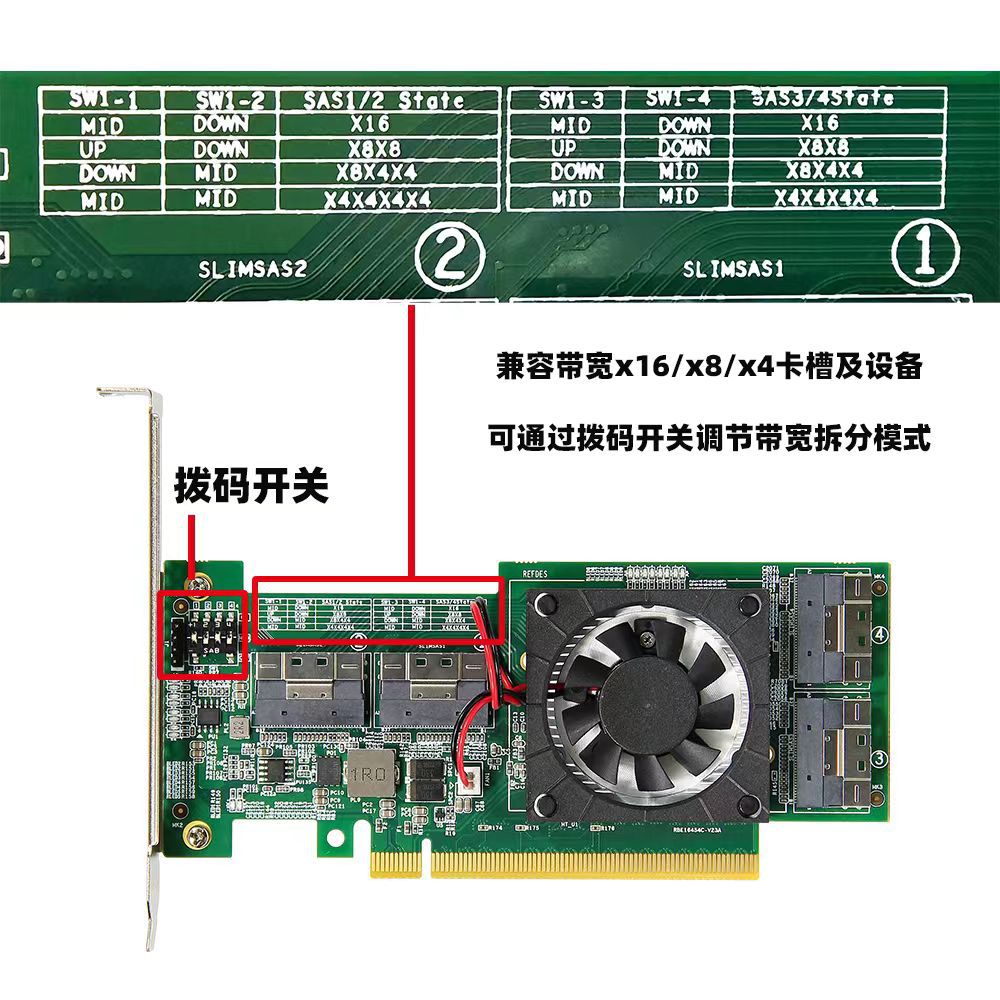 Tarjeta de expansión PCIe PLX8749 Módulo de integración compatible sin desmontación de placa base Tarjeta gráfica M.2NvmeSSDU.2 Expansión